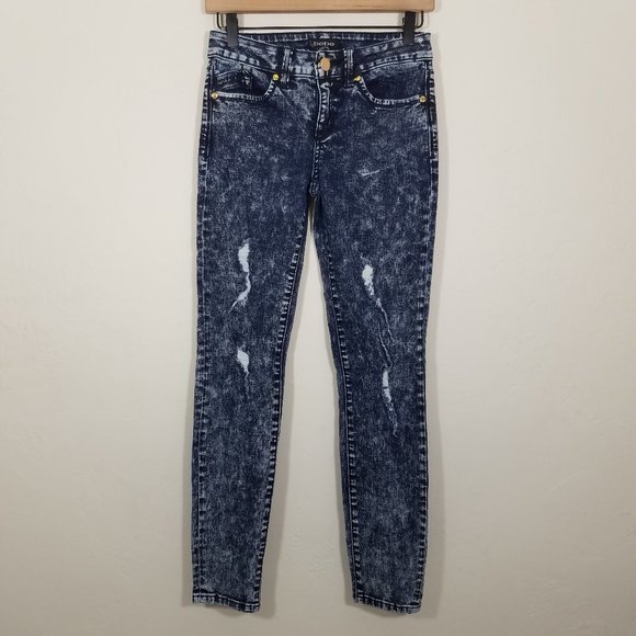 bebe Denim - Bebe Acid Wash Skinny Stretch Distressed Jeans Size 27